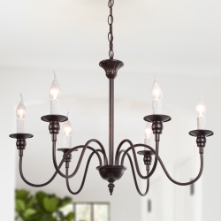 LNC Modern 6-Light French Country Candle-Style Chandelier With Coffee Finish