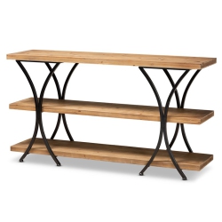 BAXTON STUDIO Terrell Finished Wood And Black Finished Metal Console Table In Brown