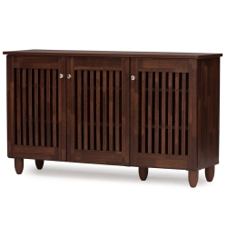 BAXTON STUDIO Fernanda 3 Door Shoe Cabinet In In Dark Brown