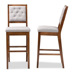 BAXTON STUDIO Gideon Grey And Walnut Finished Wood 2-Piece Bar Stool Set In Brown