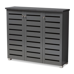 BAXTON STUDIO Adalwin 3-Door Wood Entryway Shoe Cabinet In Dark In Gray