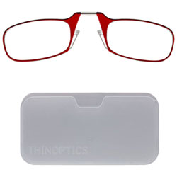 ThinOptics White Pod & Reading Glasses with +2.5 Lens Strength - Red