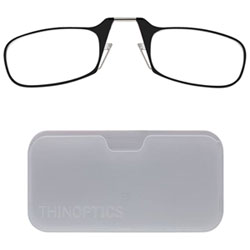 ThinOptics White Pod & Reading Glasses with +1.0 Lens Strength - Black