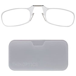 ThinOptics White Pod & Reading Glasses with +1.5 Lens Strength - Clear
