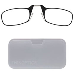 ThinOptics White Pod & Reading Glasses with +2.0 Lens Strength - Black