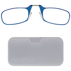 ThinOptics White Pod & Reading Glasses with +2.0 Lens Strength - Blue