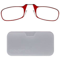 ThinOptics White Pod & Reading Glasses with +2.0 Lens Strength - Red