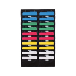 WALLDECA Hanging File Organizer | Black, Letter-Sized, Storage Pocket Chart for Office, Home And Classroom (20 Pockets - With Nametag) -