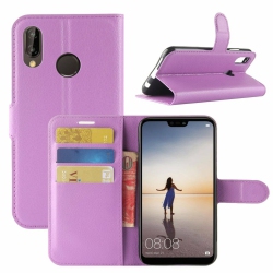 SUPERSHIELD for Huawei P30 Lite Wallet Leather Card Holder Flip Protective Shockproof Magnetic Case Cover In Purple