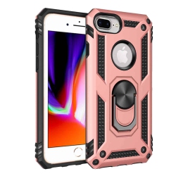 SUPERSHIELD for Apple Iphone 8 Plus Rose Military Grade Degree Rotating Metal Magnetic Ring Car Mount Holder Kickstand Shockproof Heavy Duty Cover