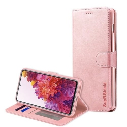 SUPERSHIELD [Suprshield] Samsung Galaxy S20 Fe 5G 2020 Wallet Case Leather Card Holder Flip Protective Shockproof Magnetic Stand Cover, Rose In Gold