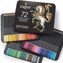 Castle Art Supplies 72 Colored Pencils Set for Coloring Books New and Improve