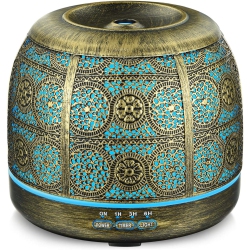 NA 500Ml Essential Oil Diffusers, Ultrasonic Cool Mist Diffusers for Essential Oils, Iron Metal Aromatherapy Diffuser \w Mist Timer Setting