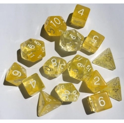ROLE 4 INITIATIVE Set Of 15 Dice: Polyhedral Diffusion Honey Lemon With Numbers In White