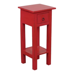 SUNSET TRADING Cottage Narrow Wood Side Table In Distressed Antique In Red