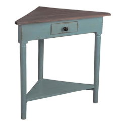 SUNSET TRADING Cottage Wood Corner Table In Distressed Beach Blue/raftwood