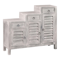 SUNSET TRADING Cottage Wood 3-Tiered Shutter Cabinet In Distressed Light In Gray