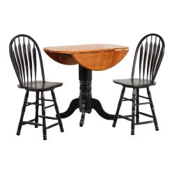 SUNSET TRADING Cherry Selections 3PC 42" Round Wood Pub Table Set In In Black
