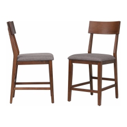 SUNSET TRADING 24" Mid-Century Wood Bar Stools In Danish Walnut (Set Of 2)