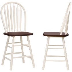 SUNSET TRADING Andrews Arrowback 24" Solid Wood Counter Stool In Antique (Set Of 2) In White