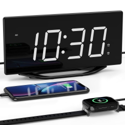 HLD Digital Clock Large Display for Bedrooms, 8.7" Led Dual Alarm Clock With 7-Level Dimmer, 2 USB Phone Chargers, Memorize Sett