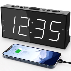 HLD Alarm Clock for Bedrooms, Large Digital Clock With 7.5’’ Led Display, Big Digits, Dual Alarms, USB Charging Port, 5-Level Di
