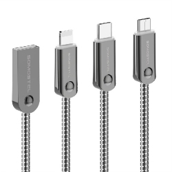 SOMOSTEL Type-C USB Cable Sms-Bj01 Zinc Alloy Metal Spring Data Cable (Black)