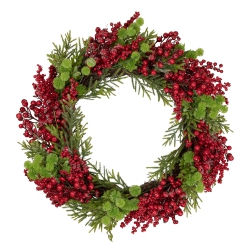 NORTHLIGHT Berry And Frosted Pine Christmas Wreath, 28-Inch, Unlit In Red