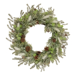 NORTHLIGHT Frosted Pine And Pinecone Christmas Wreath, 30-Inch, Unlit