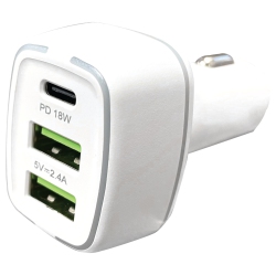 AMAZE 18W Triple-Port Pd Car Charger - In White