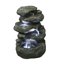 HI-LINE GIFT LTD Fountain-5 Level Rocks With Lights