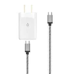 LBT 20W Pd Wall Charger W/ 5-Foot USB-C to C Braided Cable - Black/white