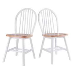 WINSOME WOOD Windsor 2-Piece Chair Set, Natural And In White