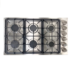 CROWN Professional 36" 6 Burner Drop-In Stainless Steel Gas Cooktop Lgc3601 With 72, 000 Btus Power With Automatic Electric Ignition