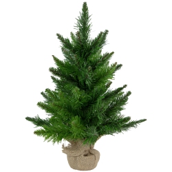 NORTHLIGHT Medium Mini Balsam Pine Artificial Christmas Tree In Burlap Base - 18" - Unlit