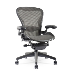 HERMAN MILLER Classic Aeron Chair | | Size B | Fully Adjustable | Lumbar Support | Roller Index| Refurbished/renewed By Chairorama In Black