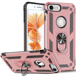 SUPERSHIELD for Apple Iphone Se 2020 Rose Military Grade 360 Degree Rotating Metal Magnetic Ring Car Mount Holder Kickstand Shockproof Heavy Duty