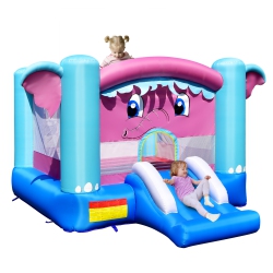 GYMAX Inflatable Bounce House 3-In-1 Elephant Theme Inflatable Castle Without Blower