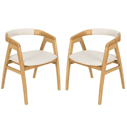 GYMAX Set Of 2 Bamboo Accent Chairs Leisure Chairs Armchairs W/ Seat Cushion