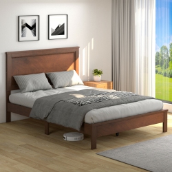 GYMAX Twin/full/queen Size Bed Frame Platform Slat High Headboard Bedroom Rubber Wood Leg