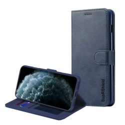 SUPERSHIELD Apple Iphone 12 Mini Case Wallet Case Leather Card Holder Flip Protective Shockproof Magnetic Case Cover In Navy Blue