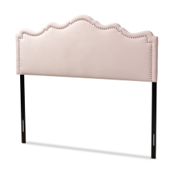 BAXTON STUDIO Nadeen Contemporary Velvet Queen Headboard In Light In Pink