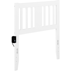 PEMBERLY ROW Traditional Twin Spindle Headboard With USB Turbo Charger In In White