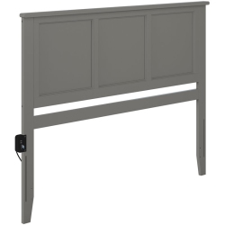 AFI Madison King Solid Wood Panel Headboard With Device Charger In In Gray
