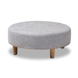 BAXTON STUDIO Vinet Tufted Fabric And Wood Coffee Table Ottoman In Light In Gray