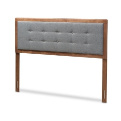 BOWERY HILL Mid-Century Wood Tufted Full Headboard In Dark In Gray