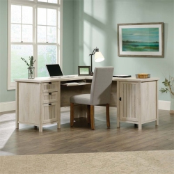 PEMBERLY ROW L Shaped Computer Desk In Chalked Chestnut