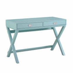 LINON Peggy Wood Two Drawer Writing Desk In In Blue