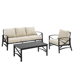 CROSLEY FURNITURE Kaplan 3 Piece Outdoor Sofa Set In Oatmeal