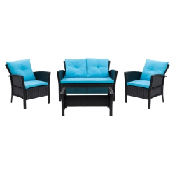 CORLIVING CANADA Corliving Cascade Wicker/rattan Patio Set With Cushions 4PC In Turquoise